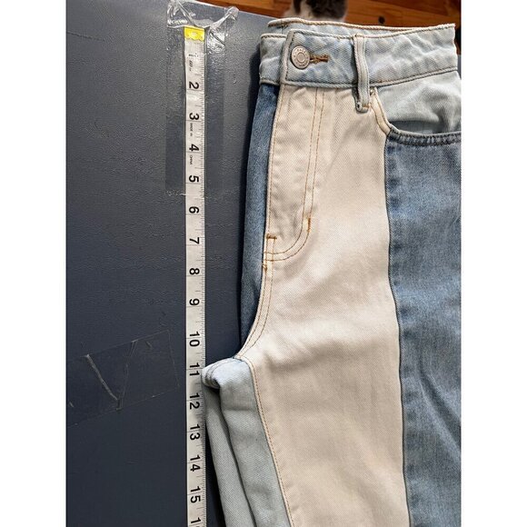 PacSun Womens High-Rise Two-Tone Mom‎ Jeans Size 25 Cotton Blend Blue & White - Picture 11 of 13